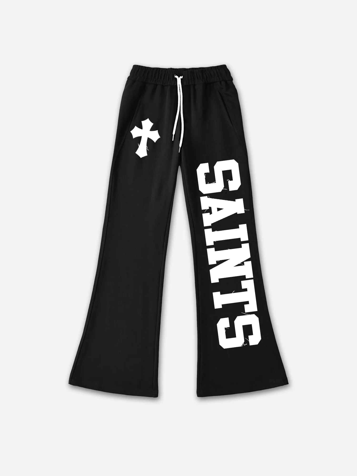 Black Cross Graphic Flared Joggers